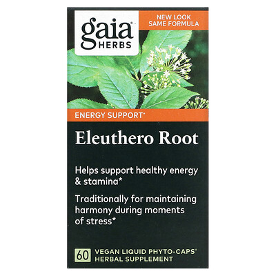Gaia Herbs Eleuthero Root 60 Vegan Liquid Phyto-Caps