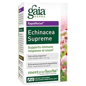 Gaia Herbs, Эхинацея, 60 гелевых капсул
