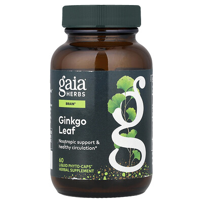 Gaia Herbs, Hoja de ginkgo, 60 Phyto-Caps® líquidas