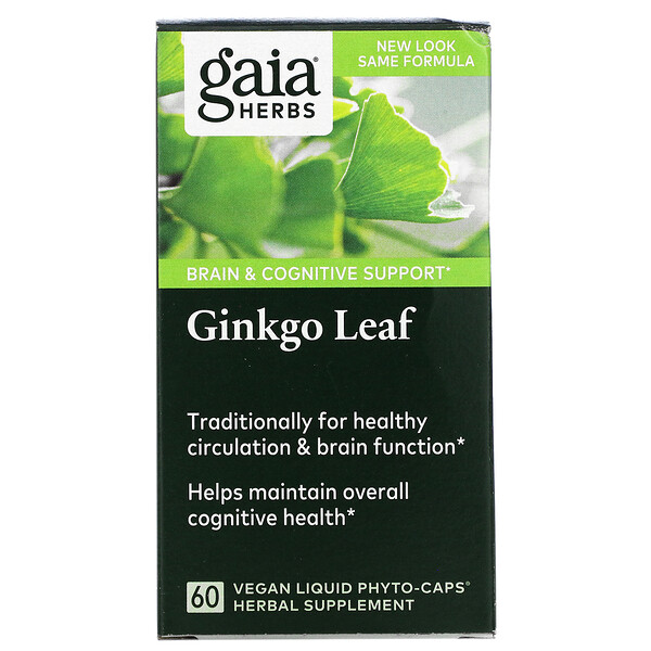 Gaia Herbs, листья гинкго билоба, 60 веганских капсул Liquid Phyto-Caps