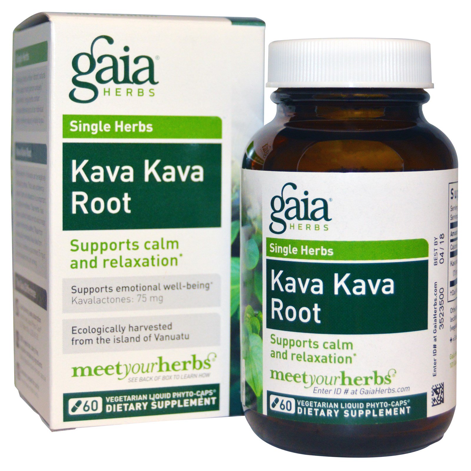 Gaia Herbs, Корень кава-кавы, 60 растительных жидких фитокапсул
