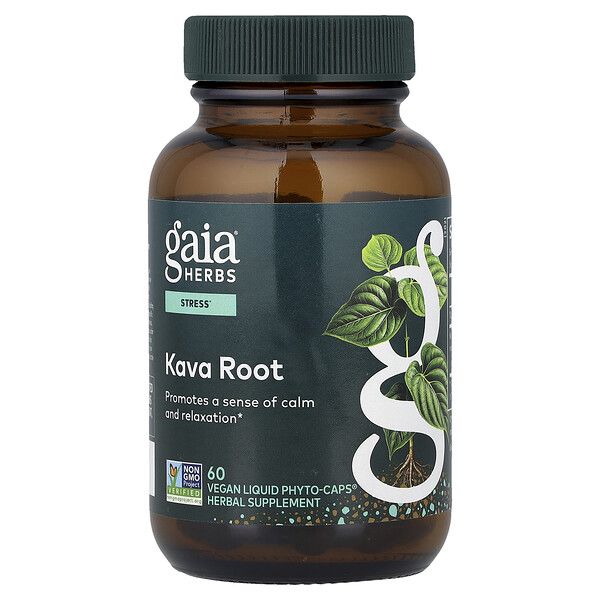 Gaia Herbs Kava Root, 60 Vegan Liquid Phyto-Caps® (576 mg per Cap)