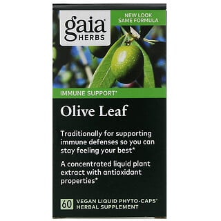 Gaia Herbs, オリーブリーフ、ビーガンリキッドフィトカプセル60粒