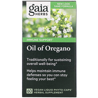 Gaia Herbs, Aceite de orégano, 60 fitocápsulas líquidas veganas Liquid Phyto-Caps