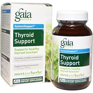 Gaia Herbs, Поддержка щитовидной железы, 60 вегетарианских жидких фито-капсул