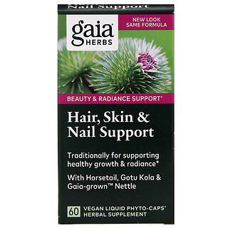 Gaia Herbs, 适用于头发、皮肤和指甲，60 粒全素 Phyto-Caps 胶囊