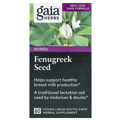 Gaia Herbs, Para mujeres, Semilla de fenogreco, 60 cápsulas Liquid Phyto-Caps® veganas (390 mg por cápsula)
