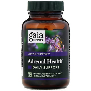 Gaia Herbs, 아드레날 헬스, 건강 보조제, 60 식물성 액상 파이토 캡슐
