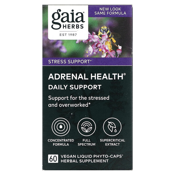 Gaia Herbs Adrenal Health Daily Support 60 Vegan Liquid Phyto Caps