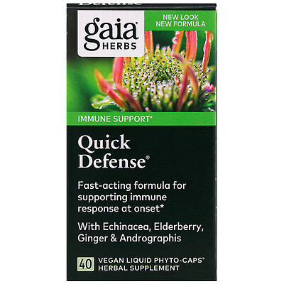 Gaia Herbs Quick Defense, 40 веганских капсул Liquid Phyto-Caps