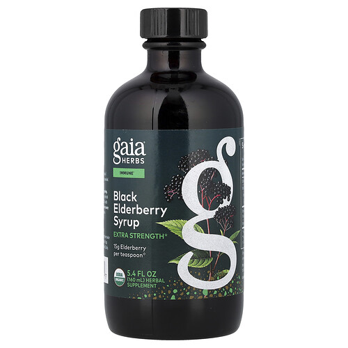 Gaia Herbs, Black Elderberry Syrup, Schwarzer-Holunder-Sirup, 160 ml (5,4 fl. oz.)