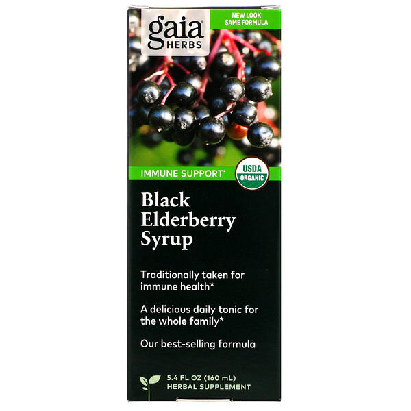 Gaia Herbs, Black Elderberry Syrup, Schwarzer-Holunder-Sirup, 160 ml (5,4 fl. oz.)