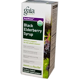 Gaia Herbs, Rapid Relief, сироп чёрной бузины, 160 мл