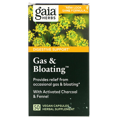 Gaia Herbs Gas & Bloating, 50 веганских капсул