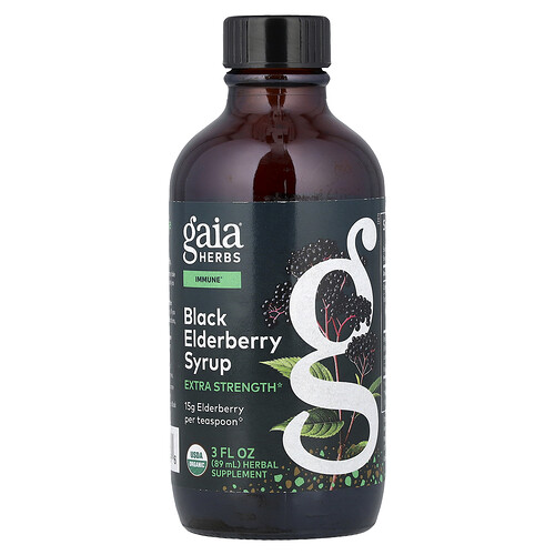 Gaia Herbs, Black Elderberry Syrup, 3 fl oz (89 ml)