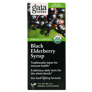 Gaia Herbs, ブラックエルダーベリーシロップ、89ml（3液量オンス）
