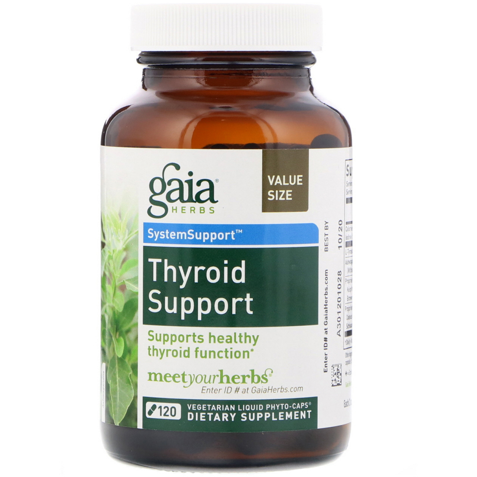 Gaia Herbs, Thyroid Support, 120 Vegetarian Liquid Phyto-Caps - iHerb.com