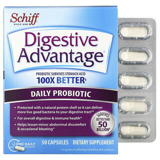 Schiff, Vantagem Digestiva, Probiótico Diário, 50 Cápsulas