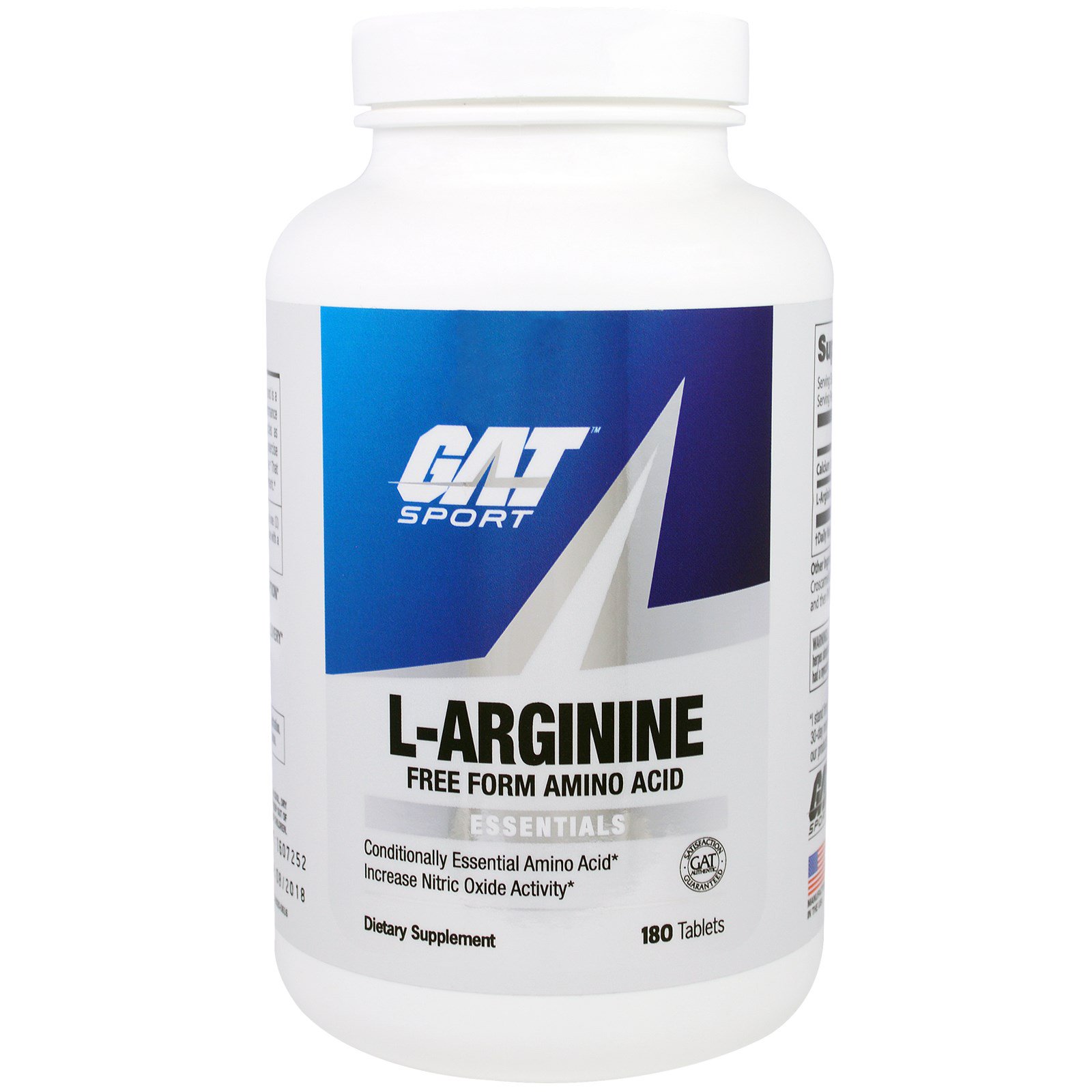 GAT, L-Arginine, Free Form, 180 Tablets