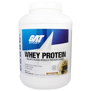 GAT, Изолят Сывороточного Протеина, Белковый Коктейль для Наращивания Мышечной Массы, Печенье со Сливками, 5 фунтов (2268 г) 