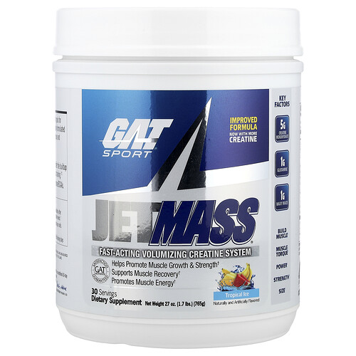 GAT, JetMASS®, Fast-Acting Volumizing Creatine System, Tropical Ice, 1.7 lbs (765 g)