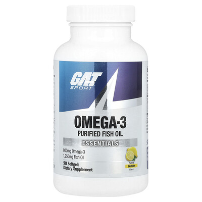 GAT, Sports, Omega-3, Limón natural, 90 cápsulas blandas