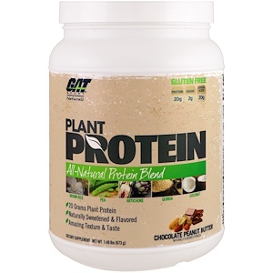 GAT, Plant Protein, All Natural Protein Blend, Chocolate Peanut Butter, 1.48 lbs (673 g)