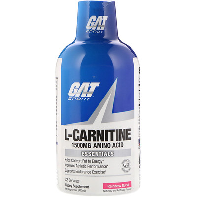 

GAT L-Carnitine, Amino Acid, Rainbow Burst, 1,500 mg, 16 oz (473 ml)