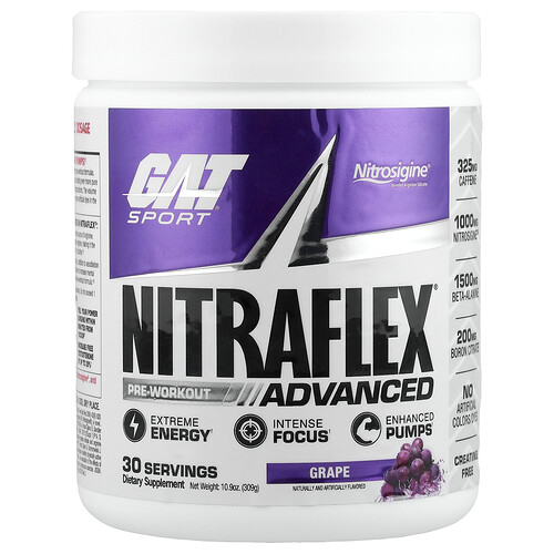 Gat Sport, NITRAFLEX® Advanced, Pre-Workout, Grape, 10.9 oz (309 g)