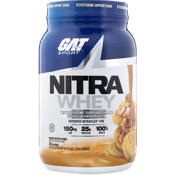 GAT, Nitra Whey, Testosterone Support Shake, Peanut Butter Cookie, 2.18 lb (988.8 g)