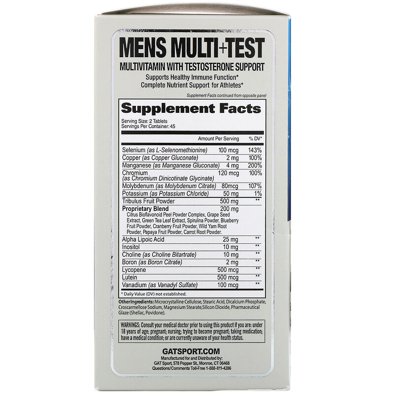 GAT, Men's Multi+Test, Multivitamin with Testosterone Support, 90