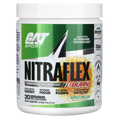 

GAT Sport, NITRAFLEX Burn, яблочная дыня, 215,7 г (7,6 унции)