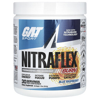 GAT, Sport, NITRAFLEX Burn, Frambuesa azul`` 204,9 g (7,23 oz)