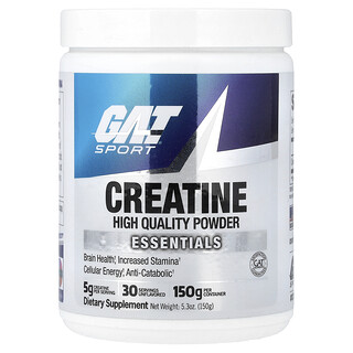GAT, Sport, Essentials, Poudre de créatine, Non aromatisée, 150 g