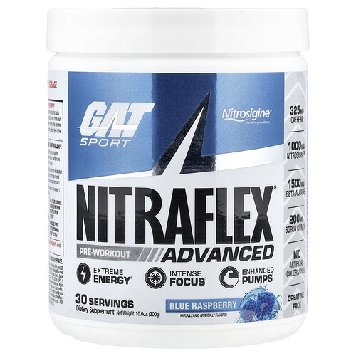 Gat Sport, NITRAFLEX® Advanced, Pre-Workout, Blue Raspberry, 10.6 oz (300 g)