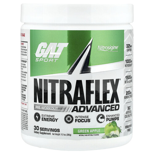 Gat Sport, NITRAFLEX® Advanced, Pre-Workout, Green Apple, 10.1 oz (285 g)