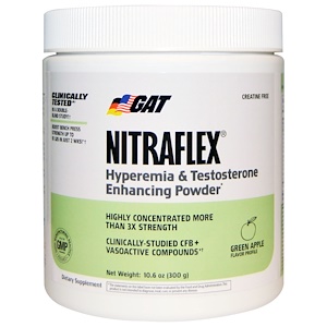 GAT, Nitraflex, Green Apple, 300 Grams Powder, 30 serving