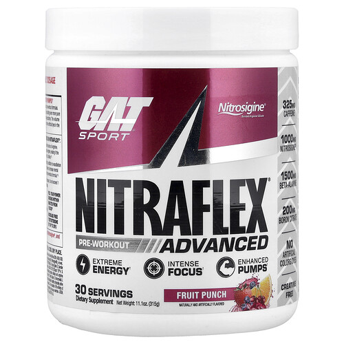 Gat Sport, NITRAFLEX® Advanced, Pre-Workout, Fruit Punch, 11.1 oz (315 g)