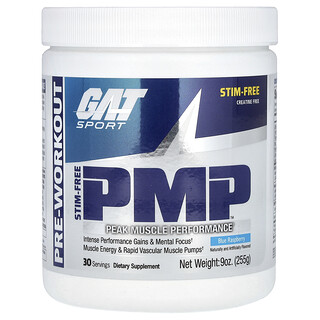 GAT, PMP без стимуланти, върхова мускулна ефективност, синя малина, 9 унции (255 g)