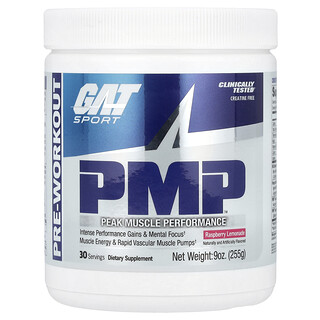 GAT, Sport, PMP, 운동 전 보충제, 라즈베리 레모네이드, 255g(9oz)