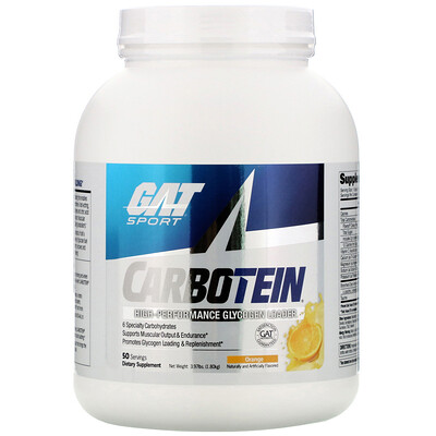 GAT Carbotein, высокоэффективный загрузчик гликогена, со вкусом апельсина, 1,75 кг (3,85 фунта)