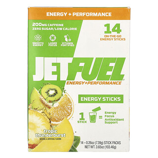 GAT (지에이티), JetFel®, 에너지+퍼포먼스, 에너지 스틱, Tropic 썬더버스트, 스틱팩 14개, 개당 7.39g(0.26oz)