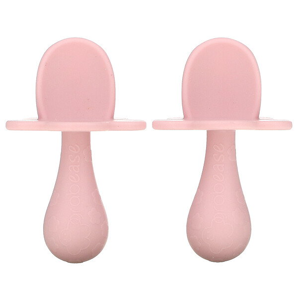 Grabease, Double Silicone Spoons, 3m+, Blush, 2 Spoons