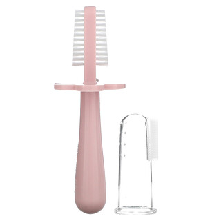 Grabease, Double Sided Toothbrush, 4m+, Blush, 1 Brush + Stage 1 Finger Brush