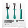 Grabease, Stainless Steel Fork, Knife & Spoon Set, 18m+, Teal, 1 Set