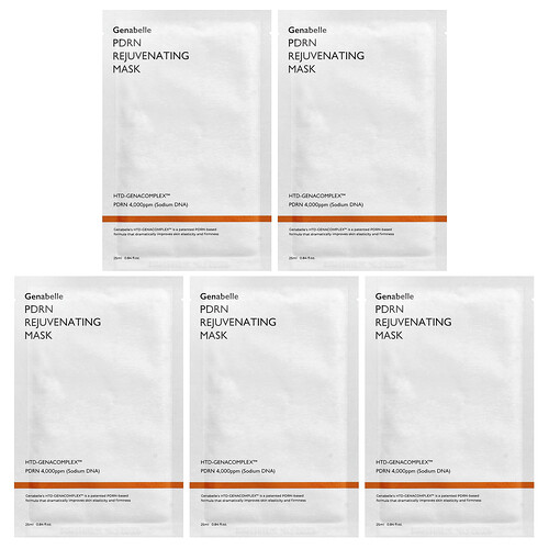 Genabelle PDRN Rejuvenating Beauty Mask, 5 Sheets, 0.84 fl oz (25 ml) Each