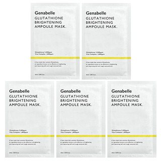 Genabelle, Topeng Kecantikan Ampul Pencerah Glutathione, 5 Helai, 0.84 fl oz (25 ml) Setiap satu