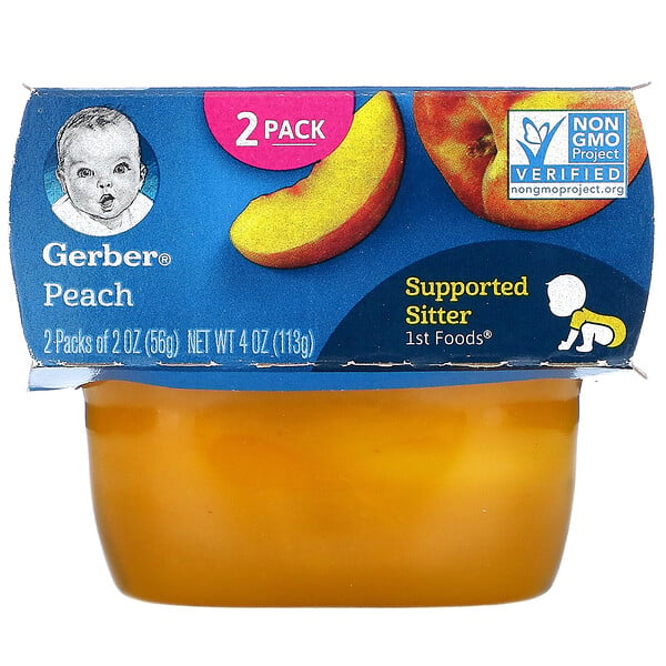 Gerber, 桃子，2 包，每包 2 盎司（56 克）