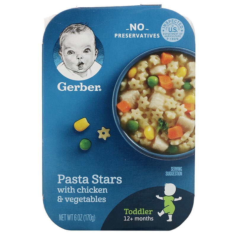 Gerber, Pasta Stars with Chicken & Vegetables, 12+ Months, 6 oz (170 g ...