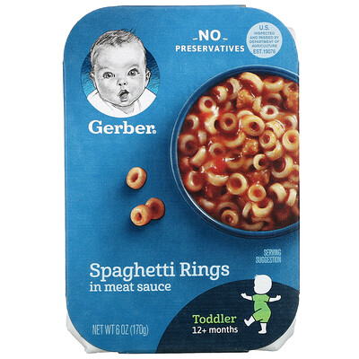 Gerber Spaghetti Rings in Meat Sauce, Toddler, 12+ Months , 6 oz (170 g)